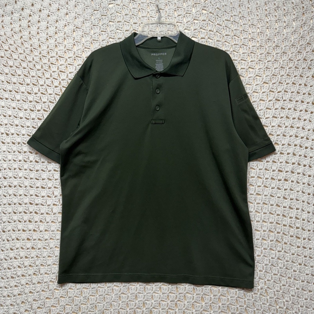 Propper Shirt Mens L Olive Green Tactical Performance Work 100%polyestes
